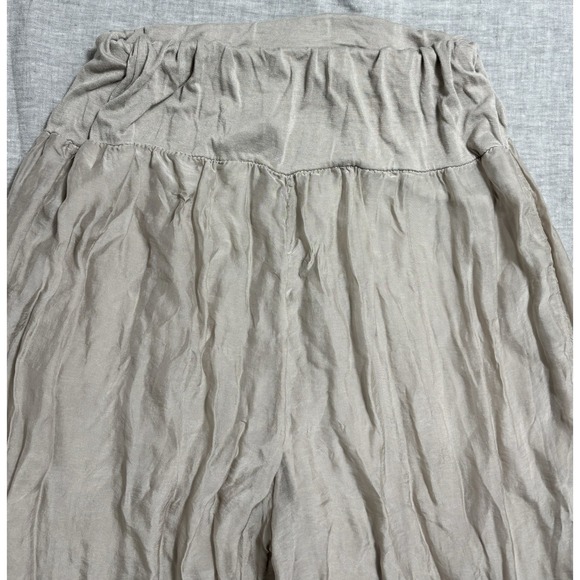 Scandal Italy Free Pant Made in Italy Tan Flowy Bohemian Silk Gypsy Fairy L - Picture 3 of 10